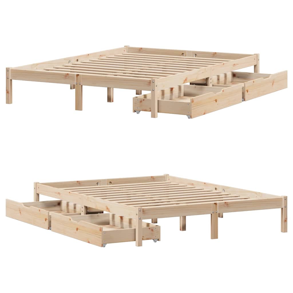 Bed Frame Without Mattress Small Double Solid Wood Pine