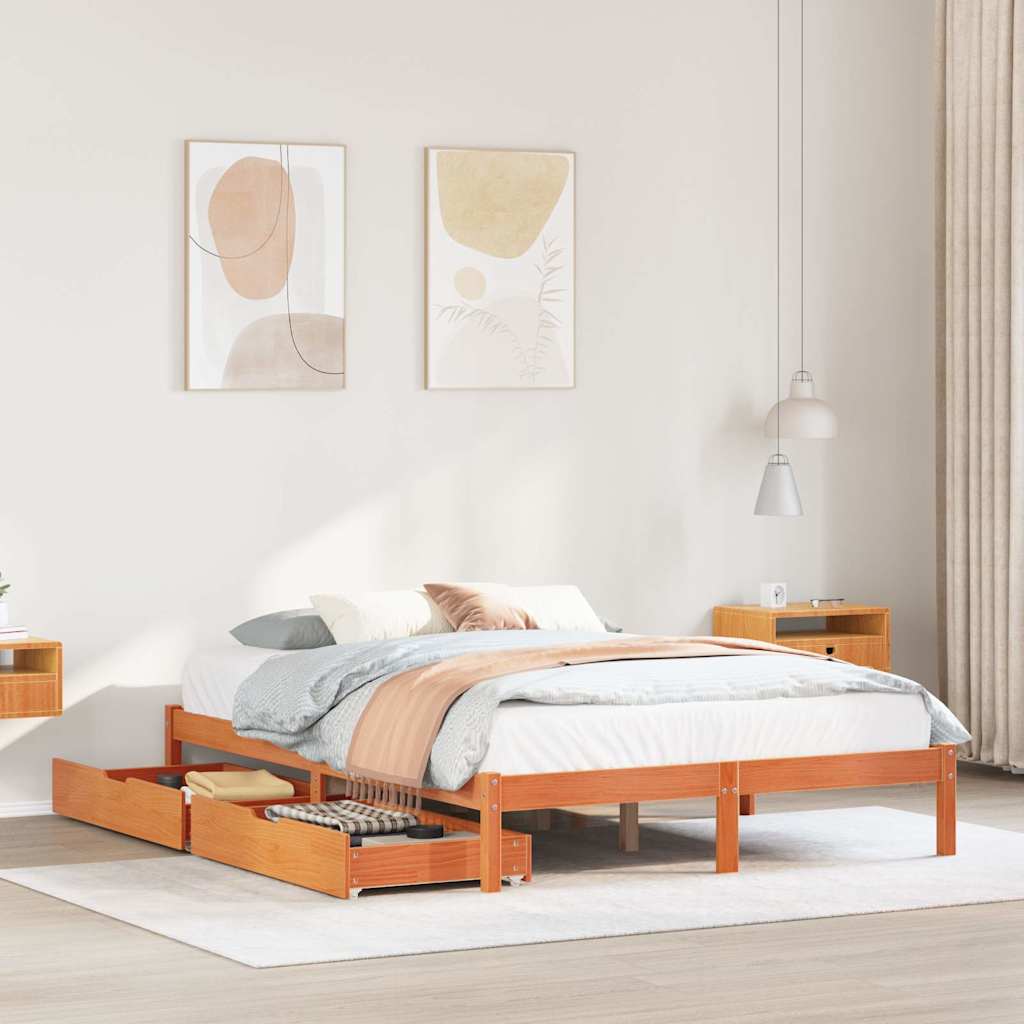 Bed Frame Without Mattress Small Double Solid Wood Pine