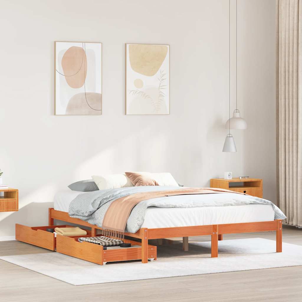Bed Frame Without Mattress Small Double Solid Wood Pine