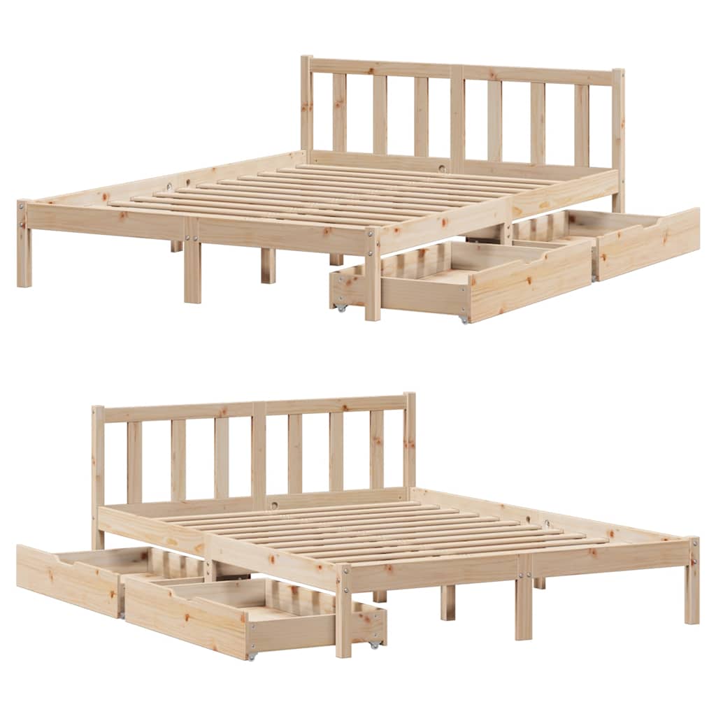 Bed Frame Without Mattress Solid Wood Pine