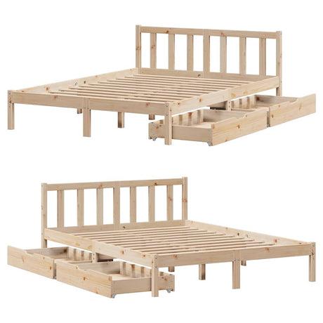 Bed Frame Without Mattress Solid Wood Pine