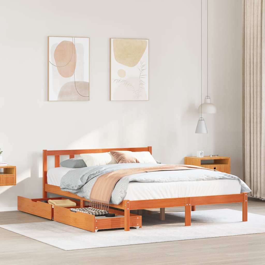 Bed Frame Without Mattress Solid Wood Pine