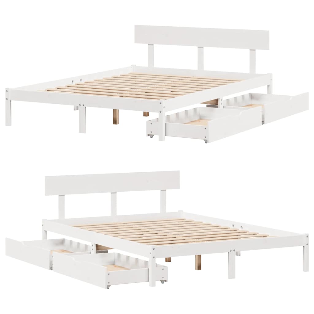 Bed Frame Without Mattress King Size Solid Wood Pine