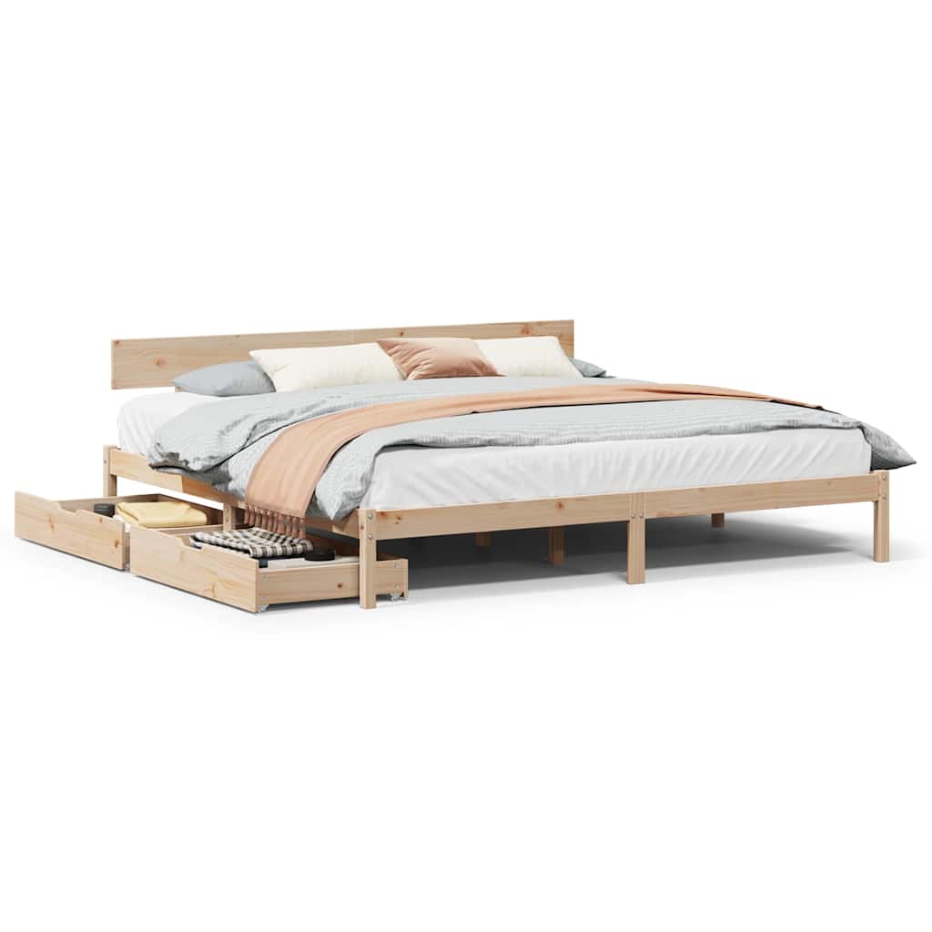 Bed Frame Without Mattress Super King Solid Wood Pine