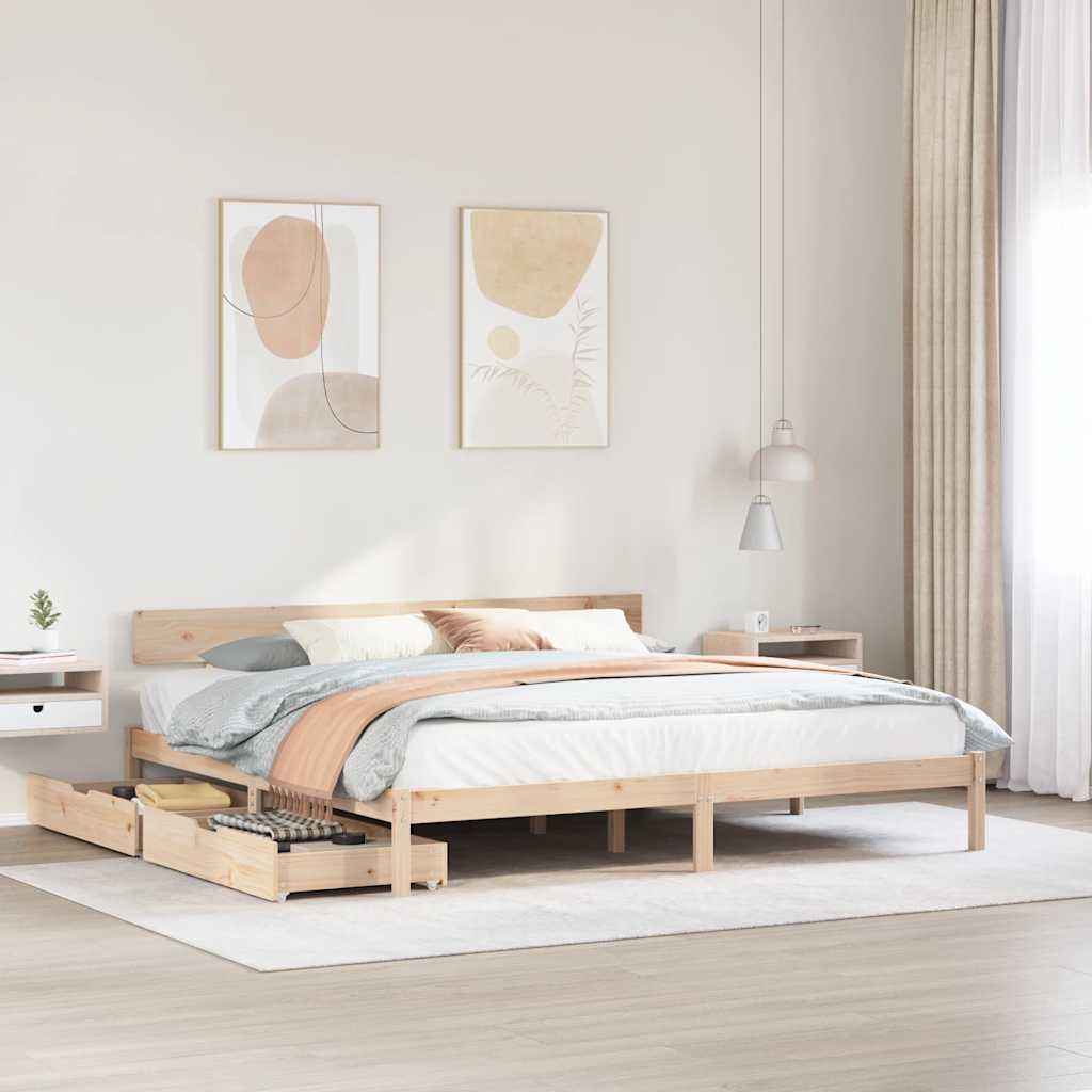 Bed Frame Without Mattress Super King Solid Wood Pine