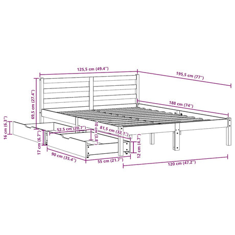 Bed Frame Without Mattress Small Double Solid Wood Pine