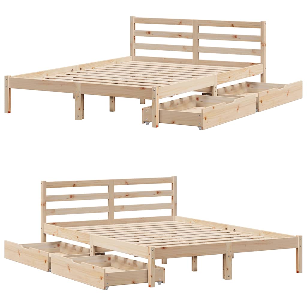 Bed Frame Without Mattress Small Double Solid Wood Pine