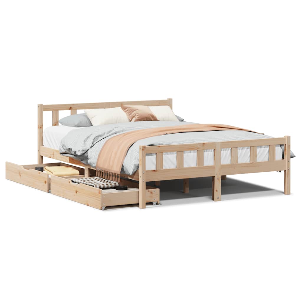 Bed Frame Without Mattress King Size Solid Wood Pine