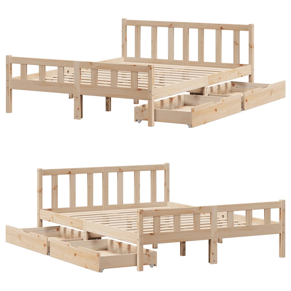 Bed Frame Without Mattress King Size Solid Wood Pine