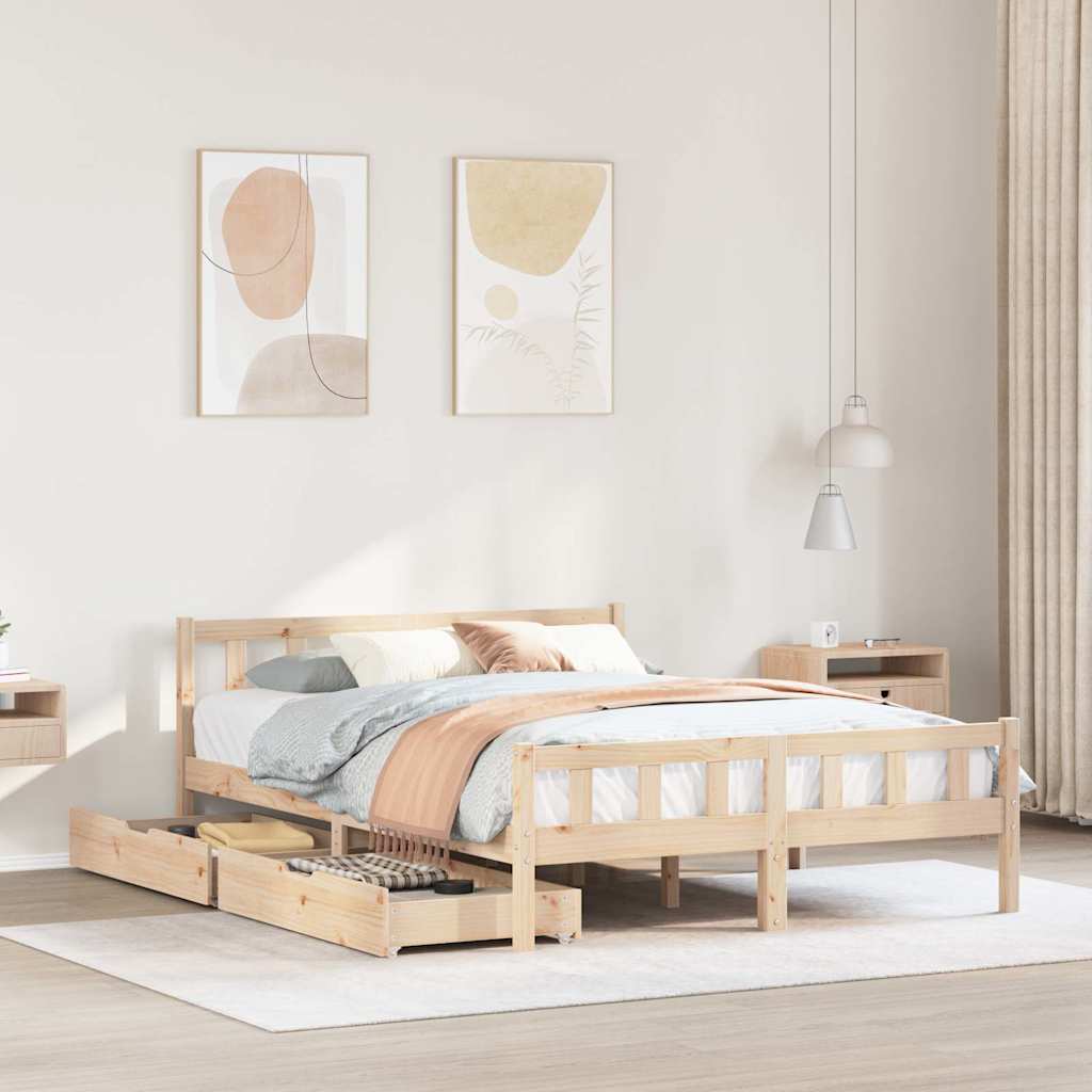 Bed Frame Without Mattress King Size Solid Wood Pine