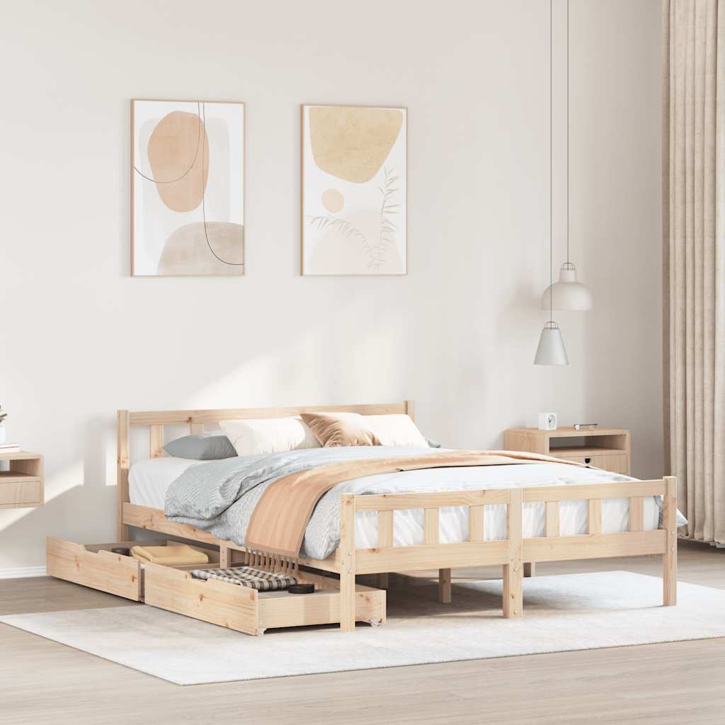 Bed Frame Without Mattress King Size Solid Wood Pine