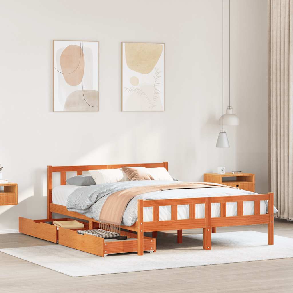 Bed Frame Without Mattress King Size Solid Wood Pine