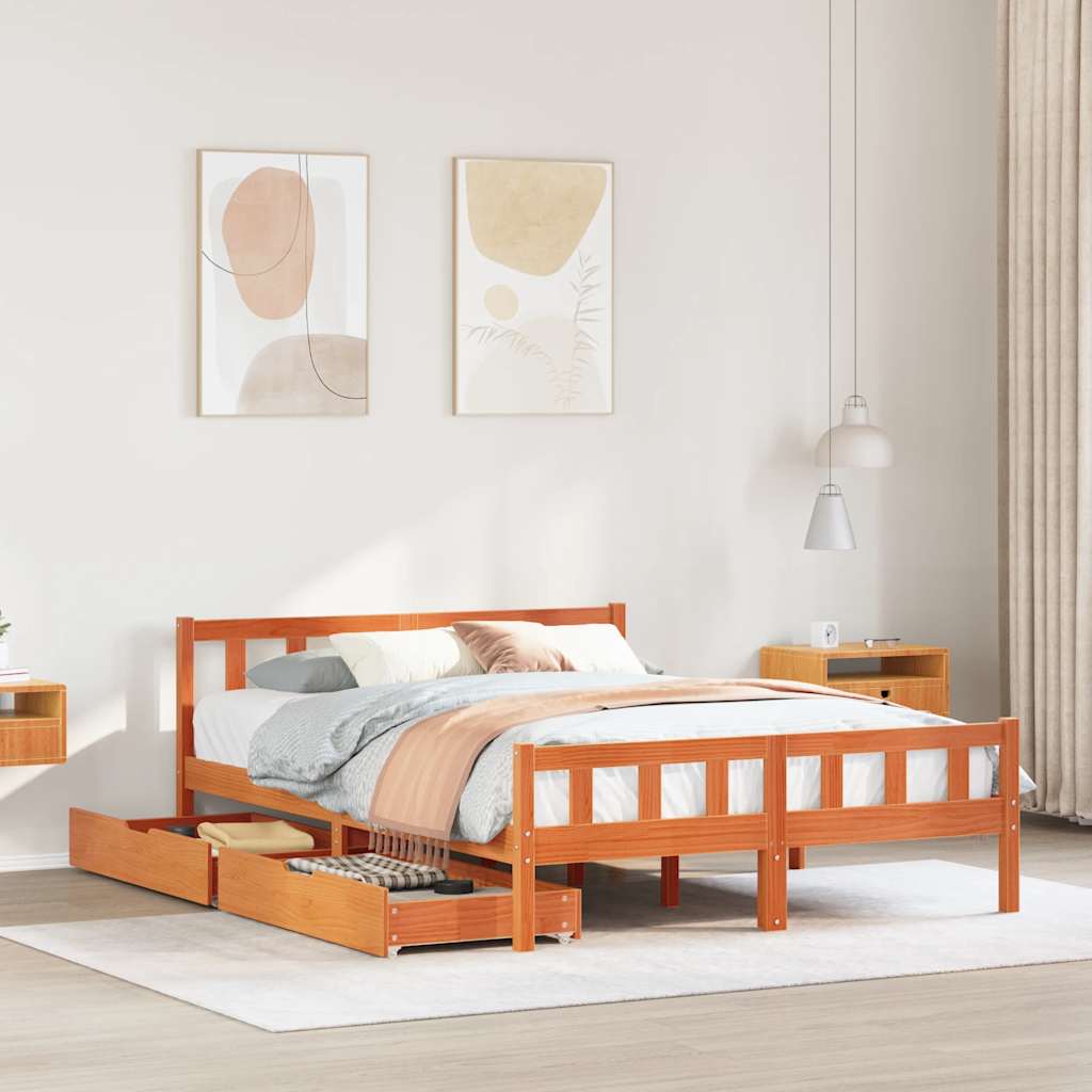 Bed Frame Without Mattress King Size Solid Wood Pine