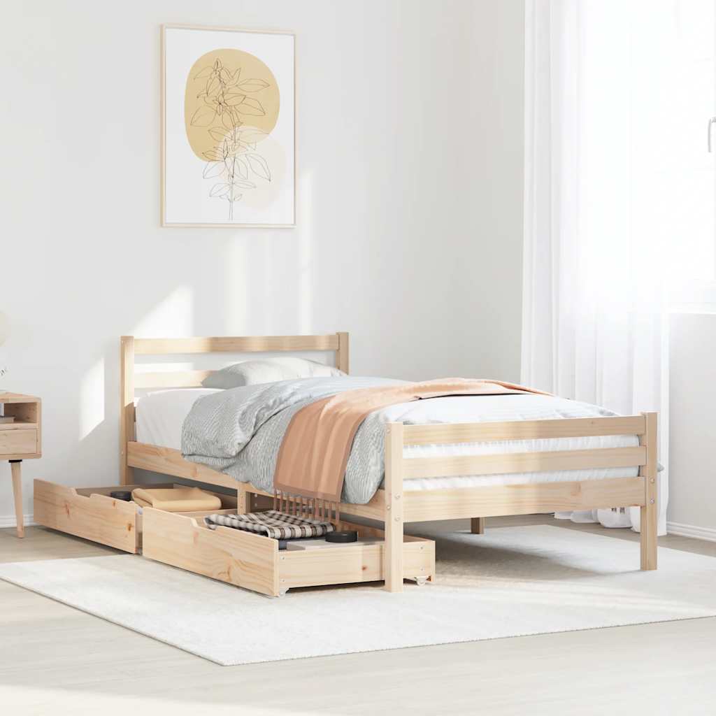 Bed Frame Without Mattress Single Solid Wood Pine