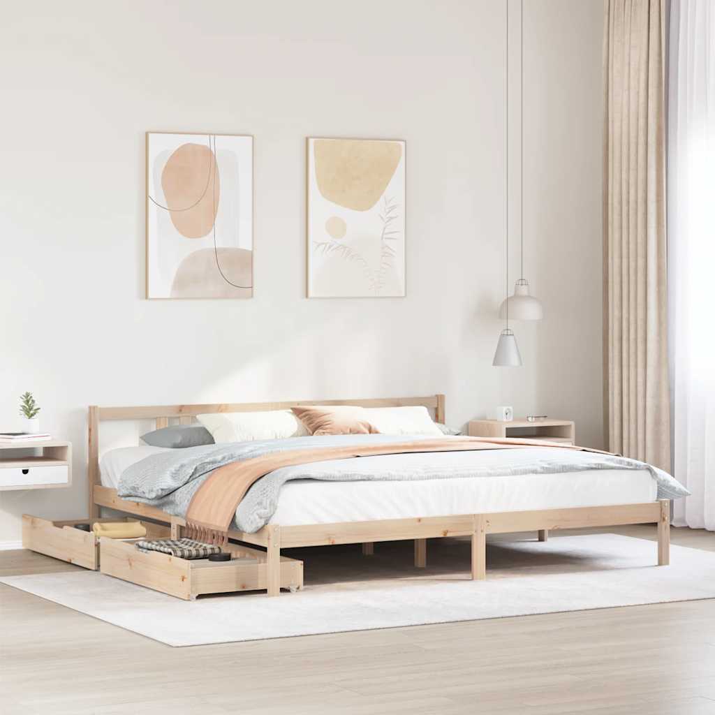 Bed Frame Without Mattress King Size Solid Wood Pine