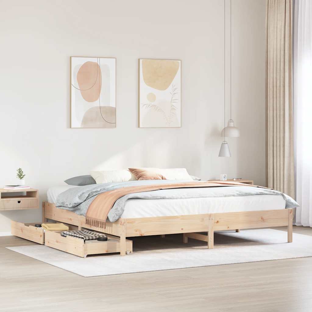 Bed Frame Without Mattress Solid Wood Pine