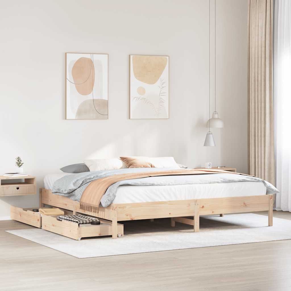 Bed Frame Without Mattress Solid Wood Pine