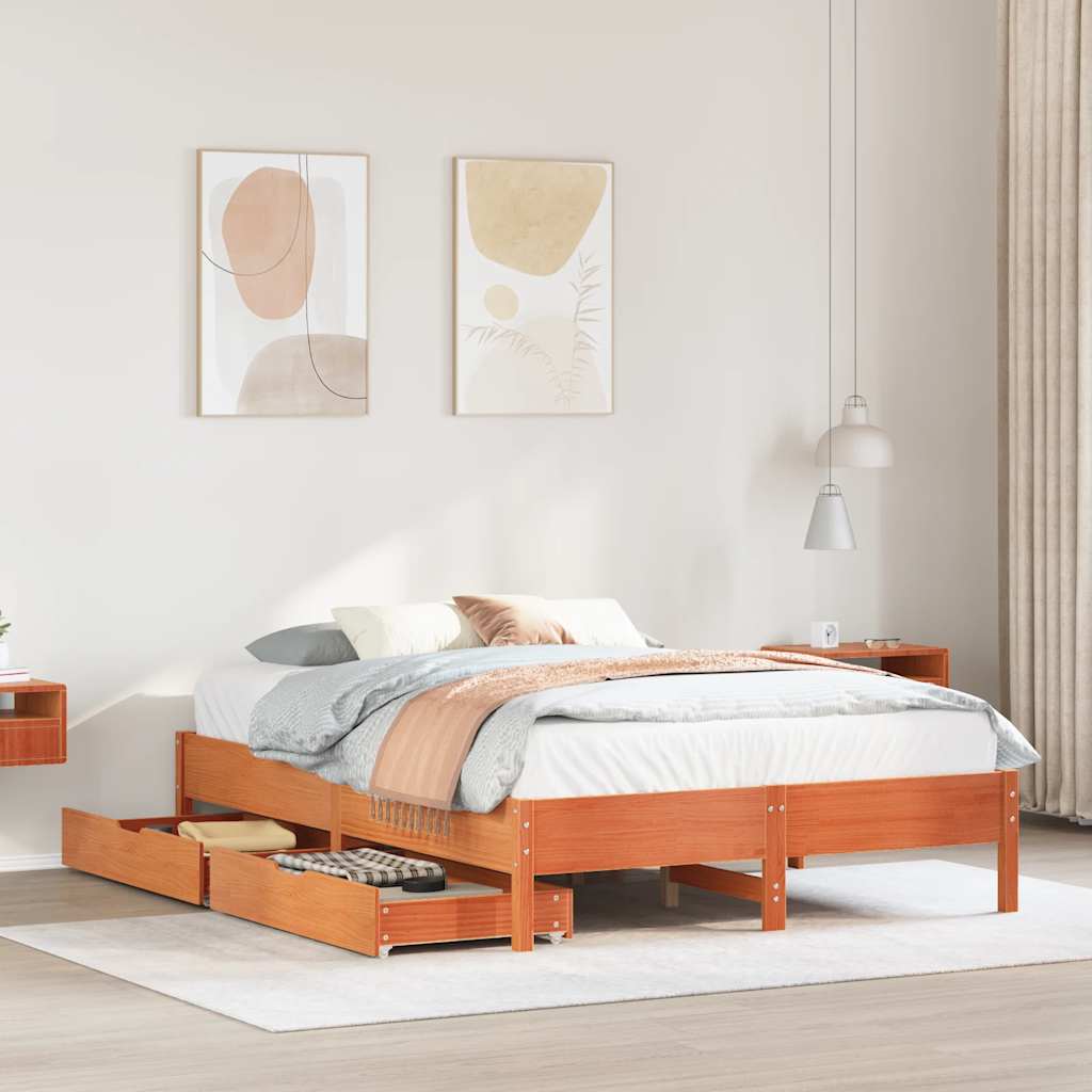 Bed Frame Without Mattress Solid Wood Pine