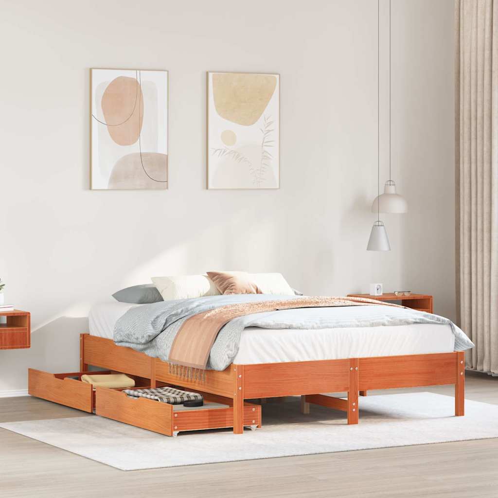 Bed Frame Without Mattress Solid Wood Pine
