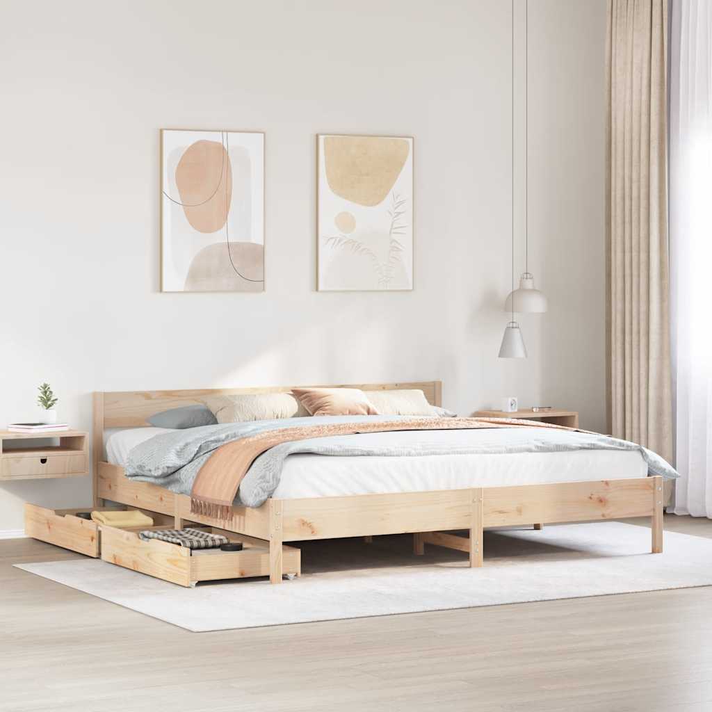 Bed Frame Without Mattress Solid Wood Pine