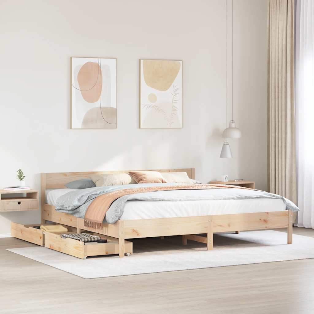 Bed Frame Without Mattress Solid Wood Pine