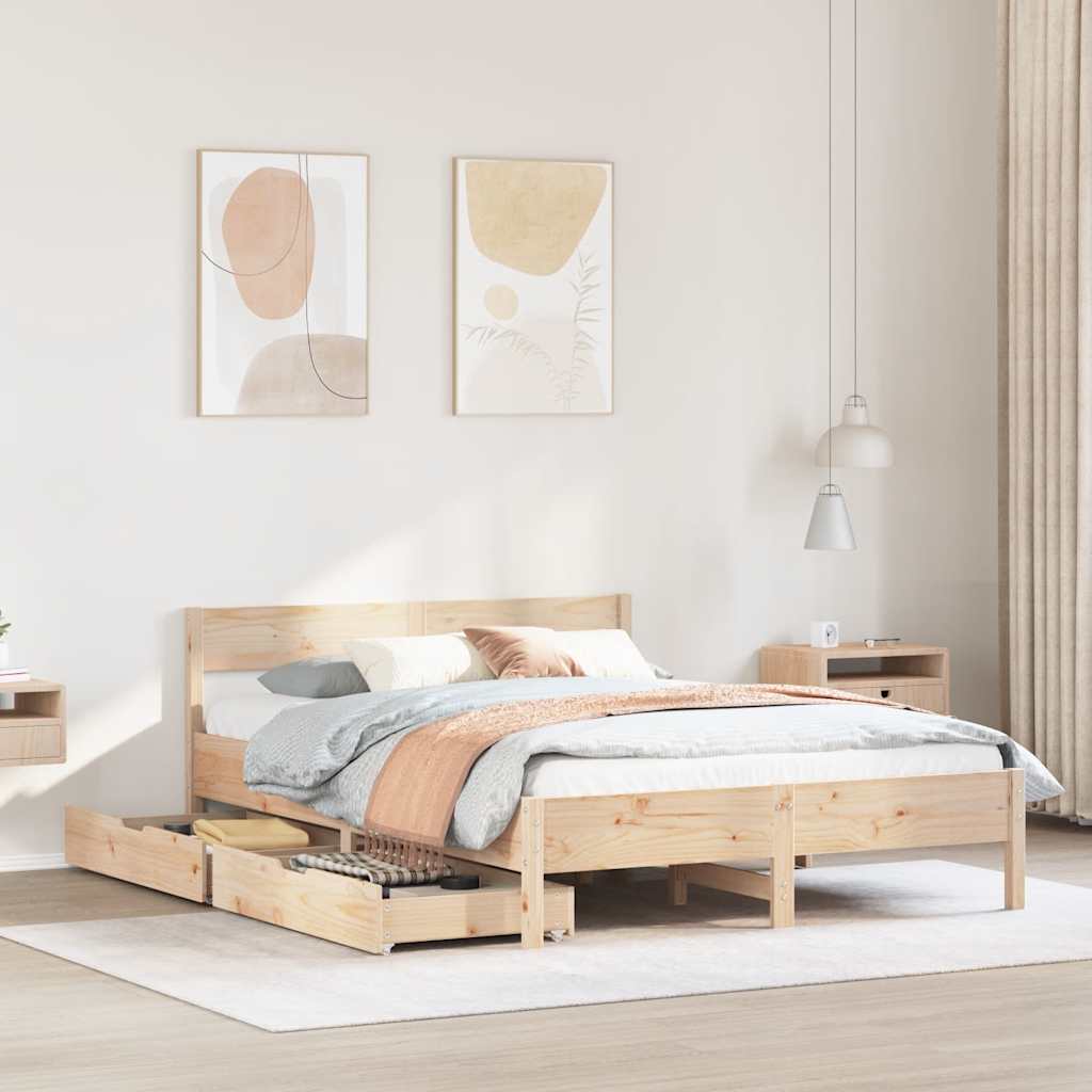Bed Frame Without Mattress Solid Wood Pine