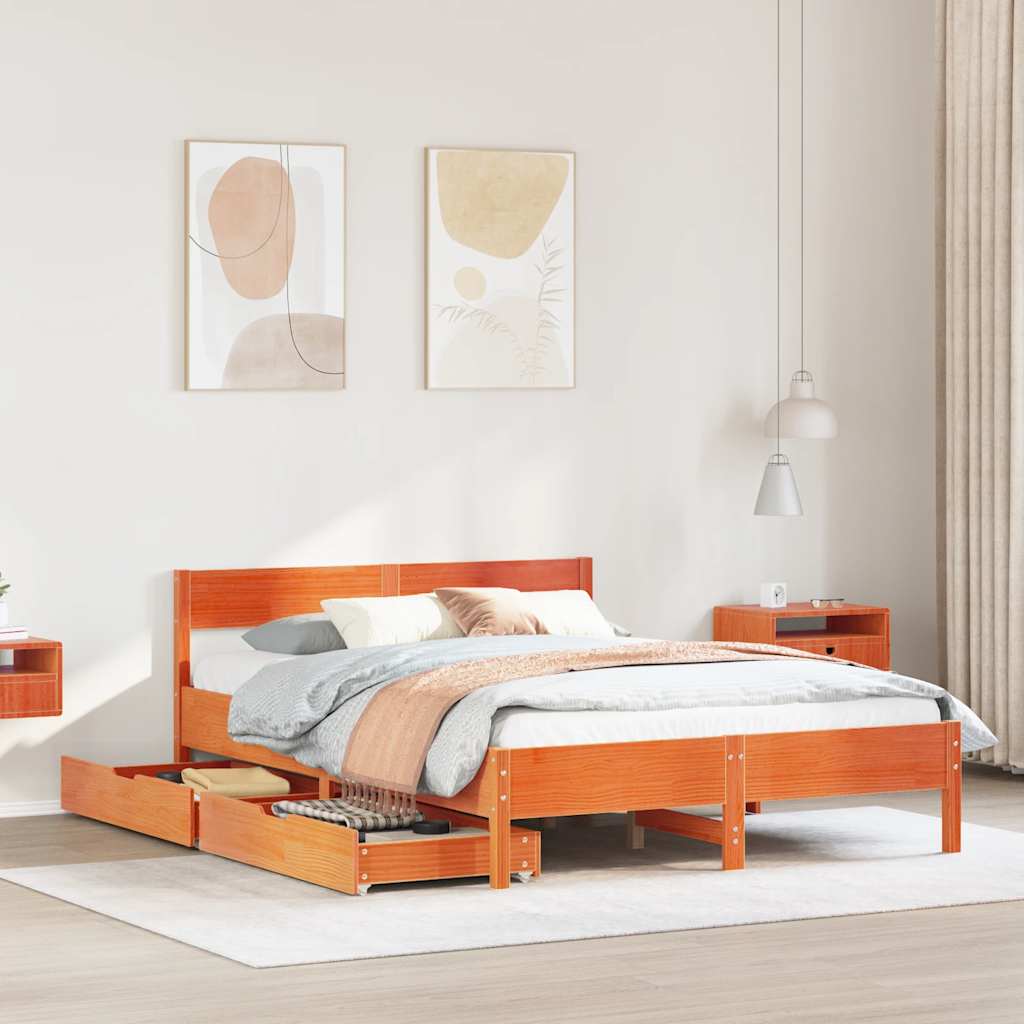 Bed Frame Without Mattress Solid Wood Pine