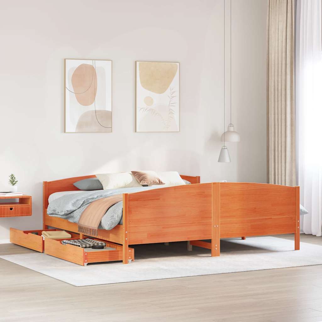 Bed Frame Without Mattress Solid Wood Pine