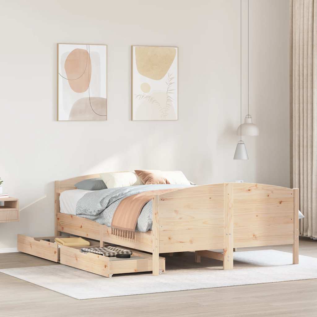 Bed Frame Without Mattress Solid Wood Pine