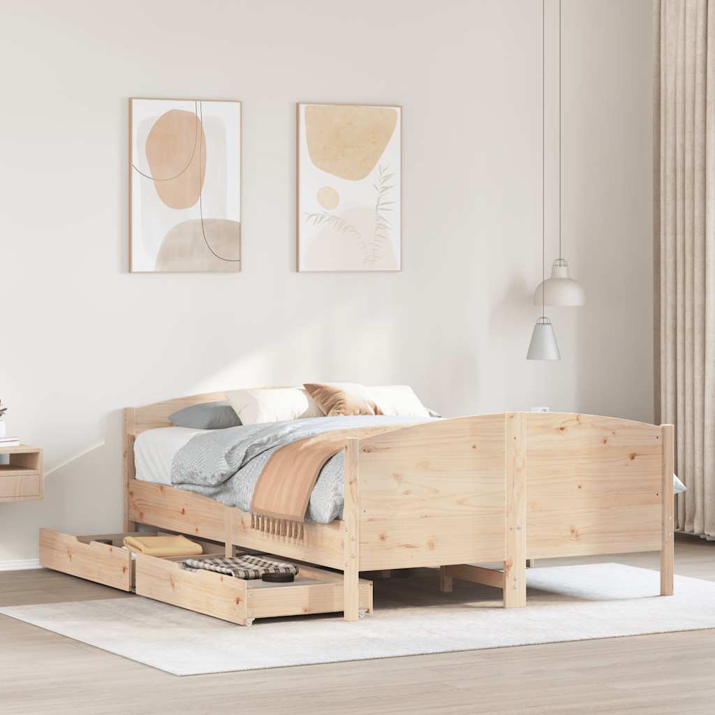Bed Frame Without Mattress Solid Wood Pine