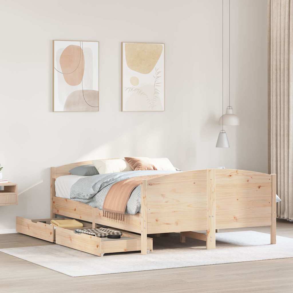 Bed Frame Without Mattress Solid Wood Pine