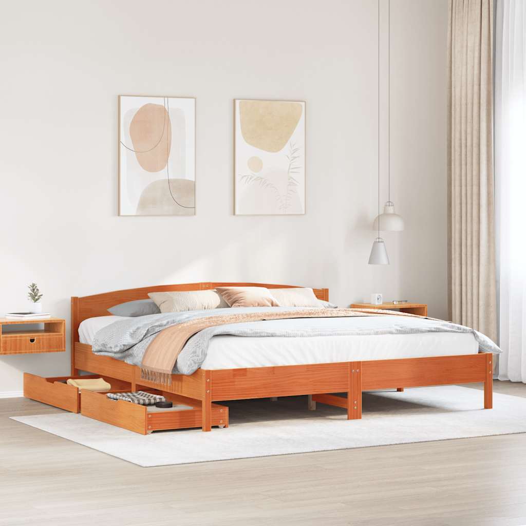 Bed Frame Without Mattress Super King Solid Wood Pine