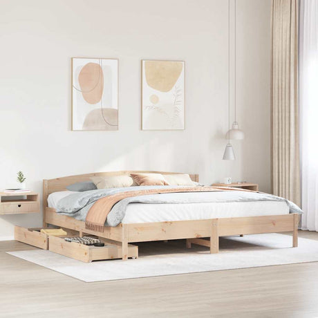 Bed Frame Without Mattress Super King Solid Wood Pine