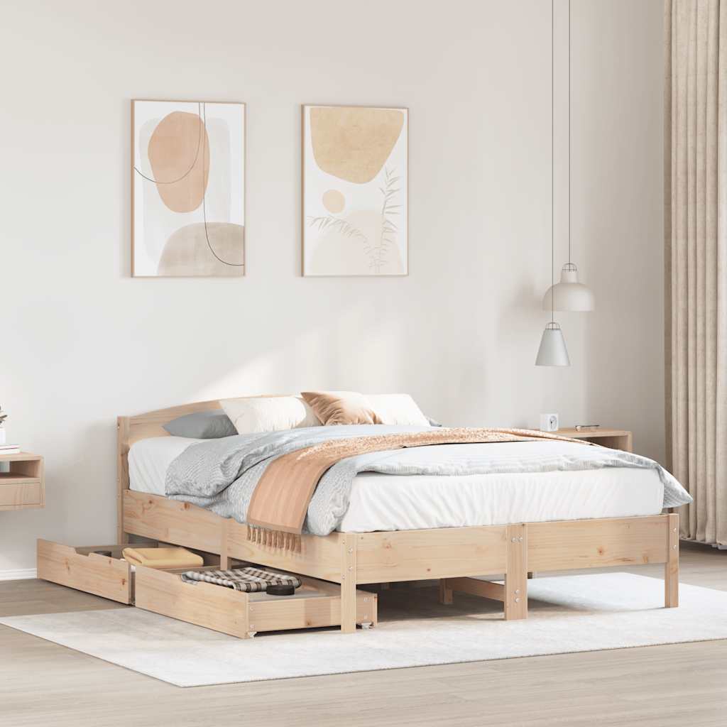 Bed Frame Without Mattress Super King Solid Wood Pine