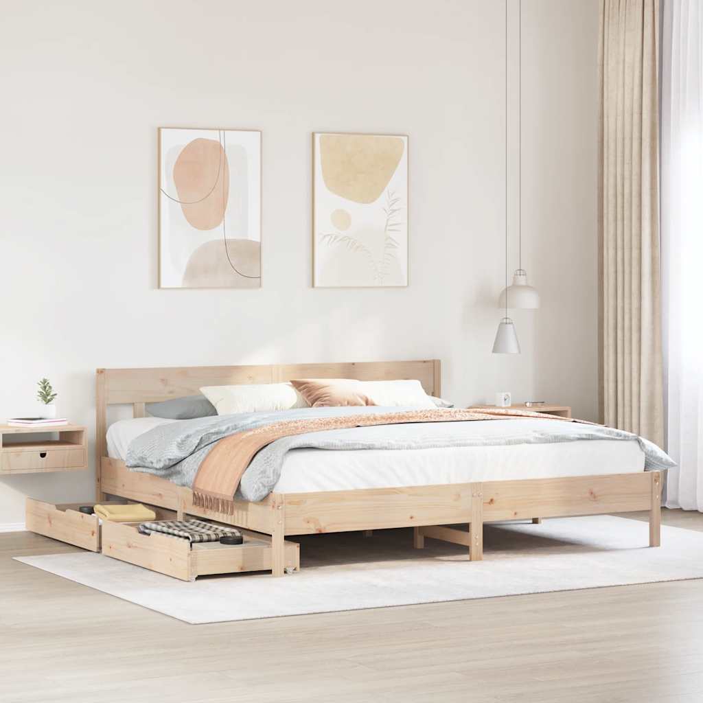 Bed Frame Without Mattress Super King Solid Wood Pine