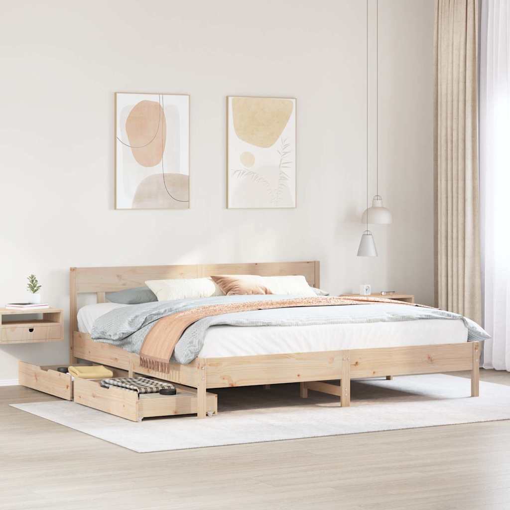 Bed Frame Without Mattress Super King Solid Wood Pine