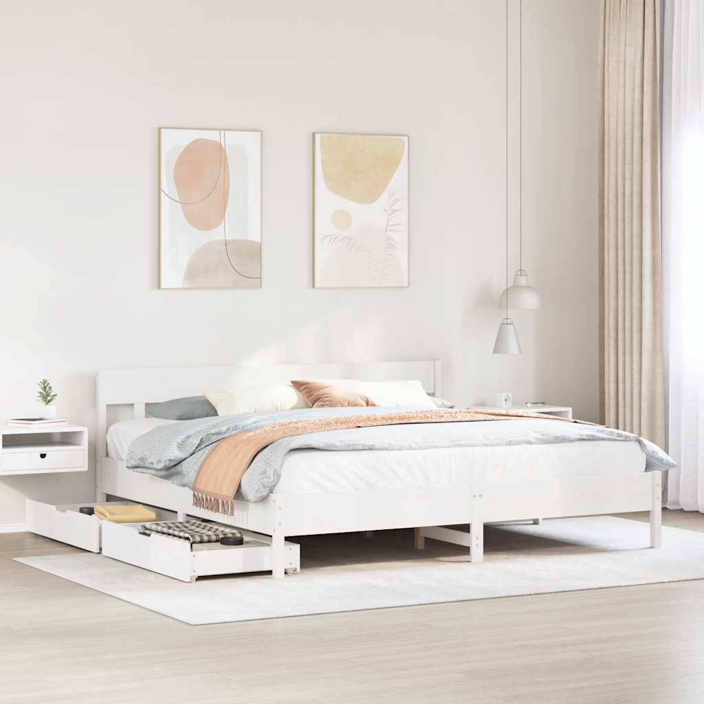 Bed Frame Without Mattress Super King Solid Wood Pine