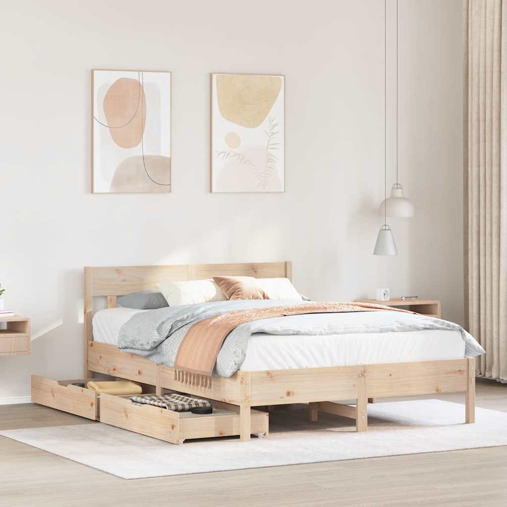 Bed Frame Without Mattress Super King Solid Wood Pine