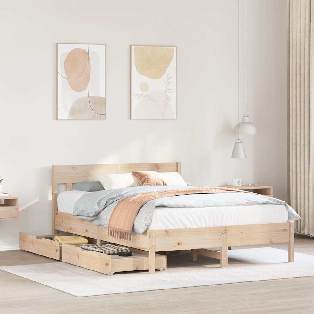 Bed Frame Without Mattress Super King Solid Wood Pine