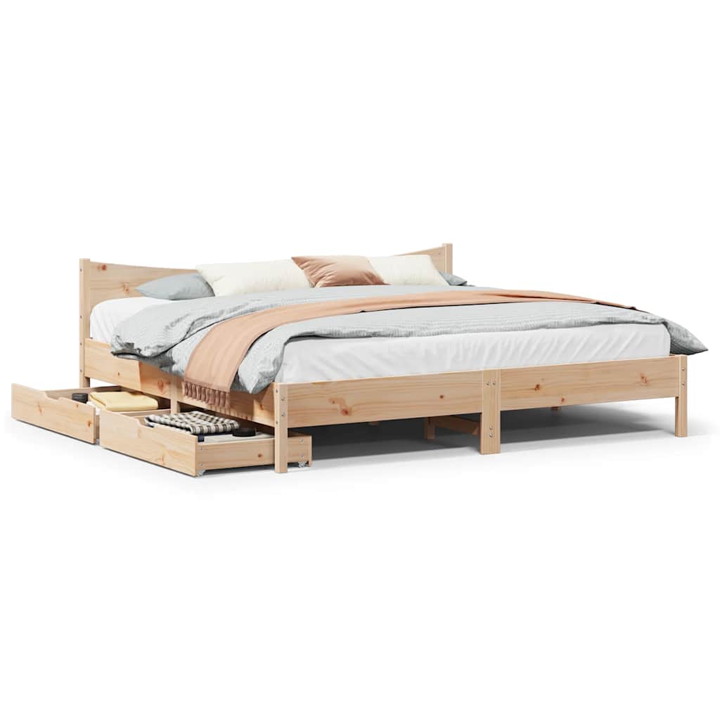 Bed Frame With Drawers Solid Wood Pine