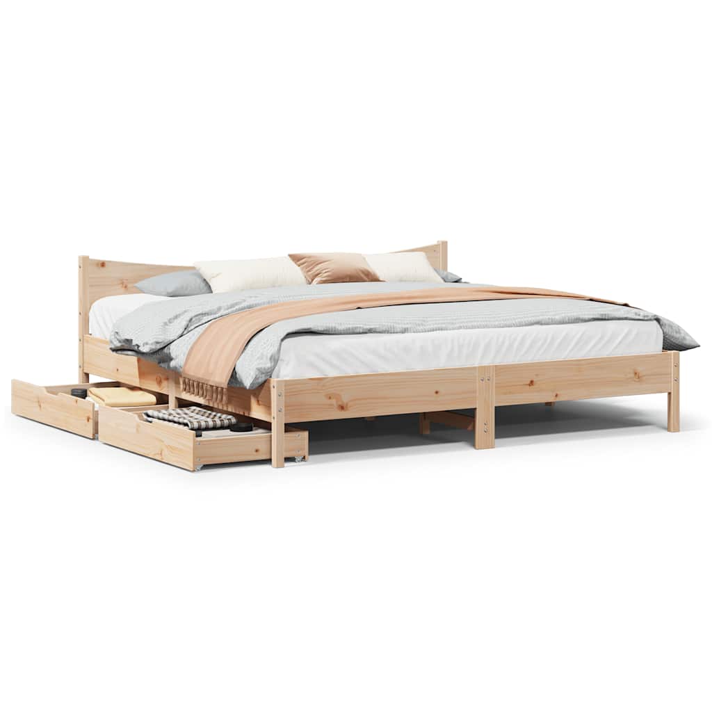 Bed Frame With Drawers Solid Wood Pine
