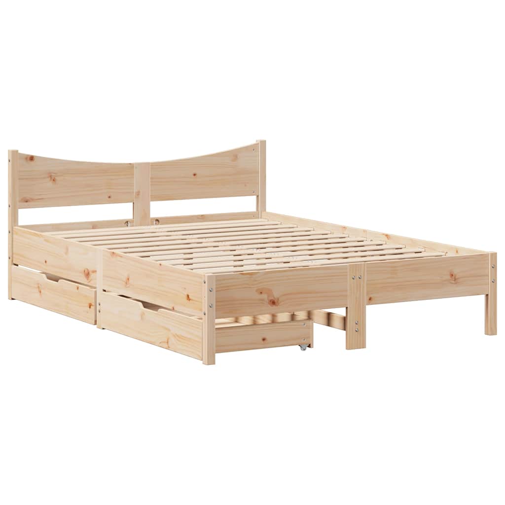 Bed Frame With Drawers Solid Wood Pine