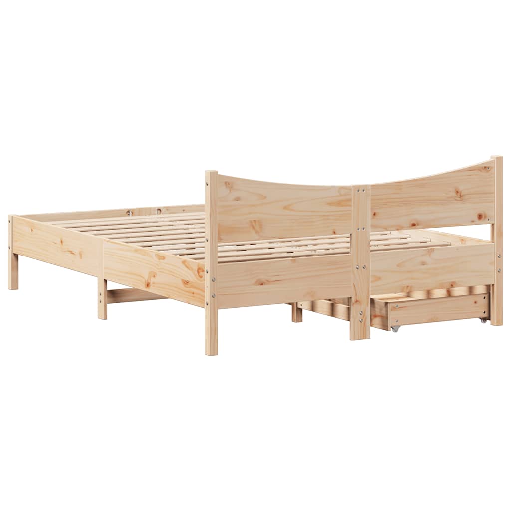 Bed Frame With Drawers Solid Wood Pine
