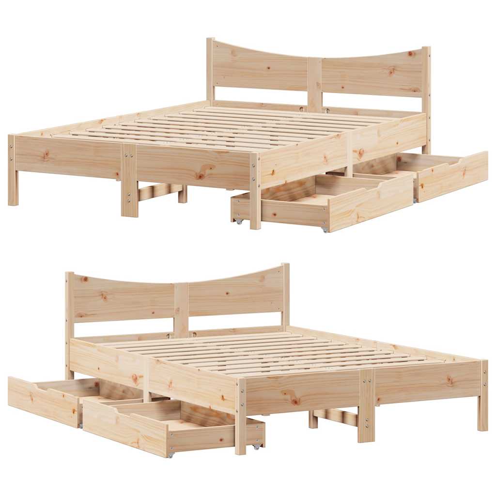 Bed Frame With Drawers Solid Wood Pine