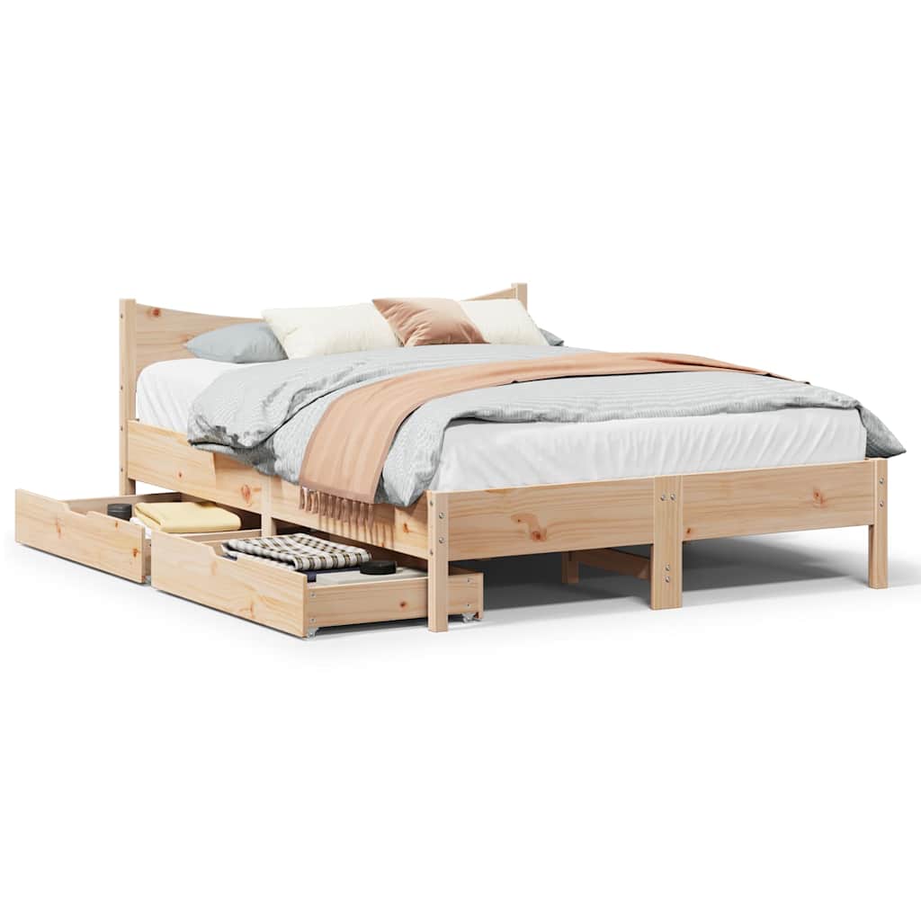 Bed Frame With Drawers Solid Wood Pine