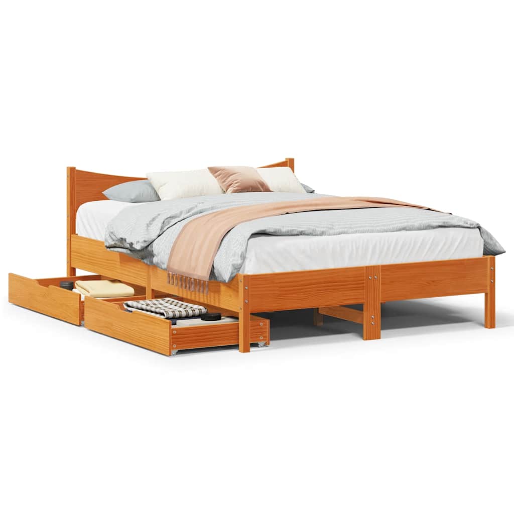 Bed Frame With Drawers Solid Wood Pine