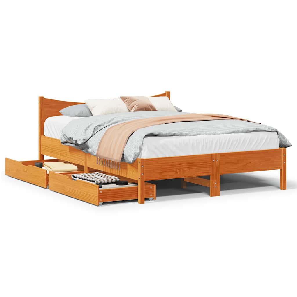 Bed Frame With Drawers Solid Wood Pine