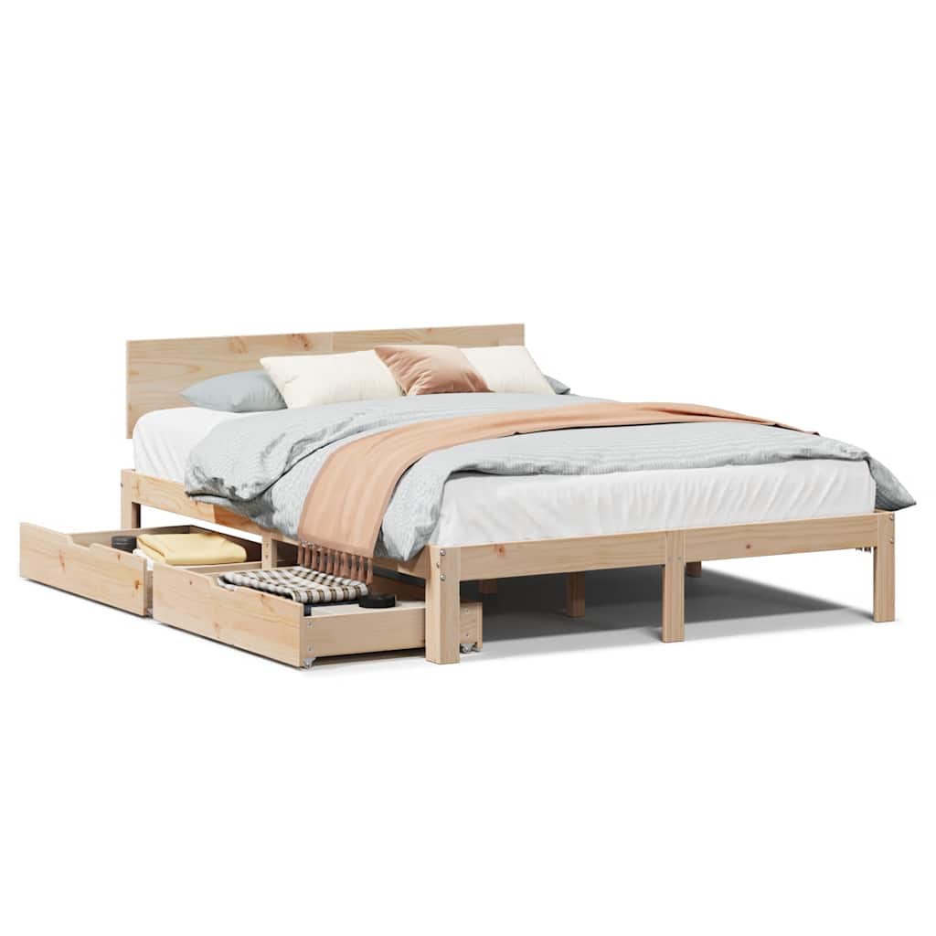 Bed Frame With Drawers Without Mattress Double