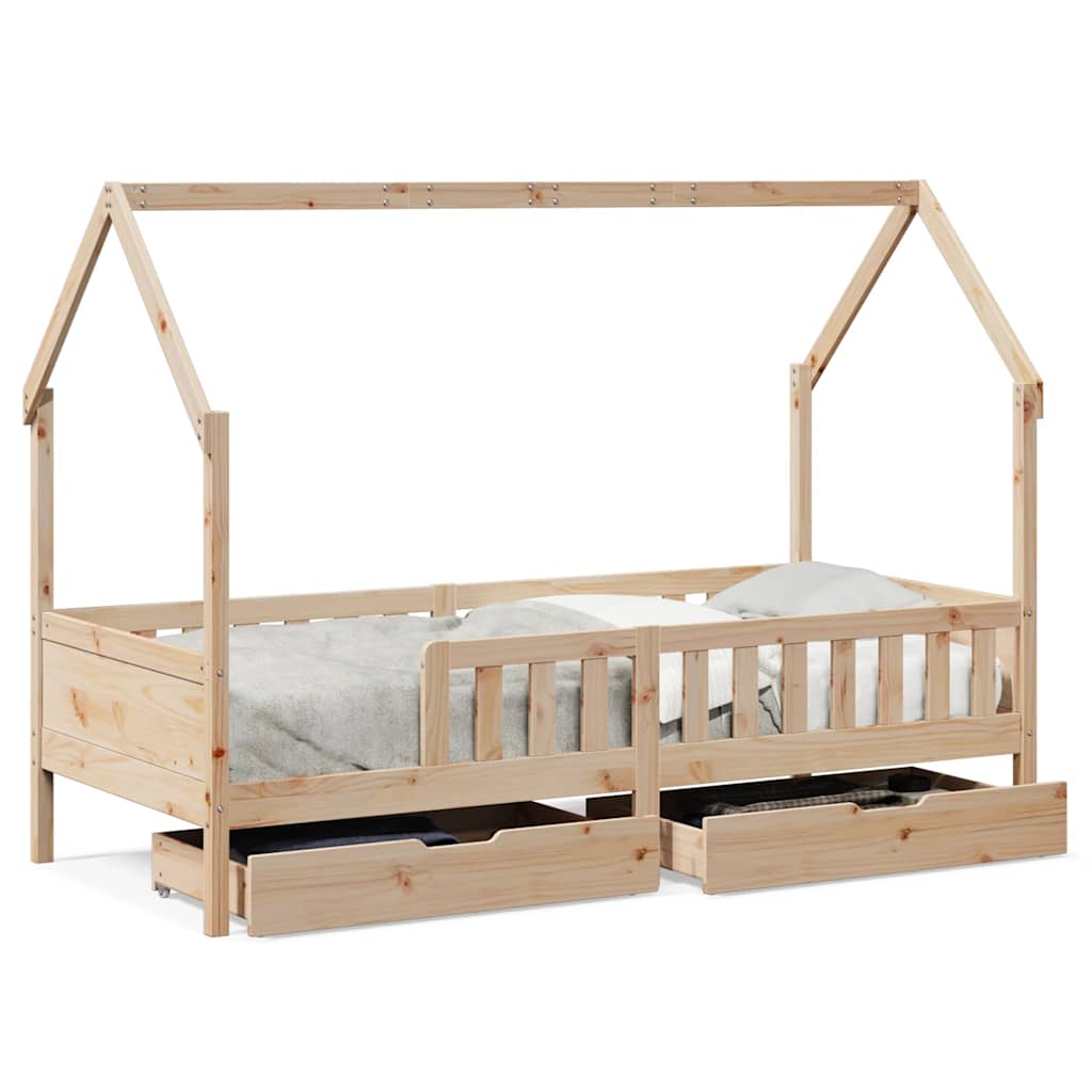 Kids Bed Frame With Drawers Without Mattress Solid Wood