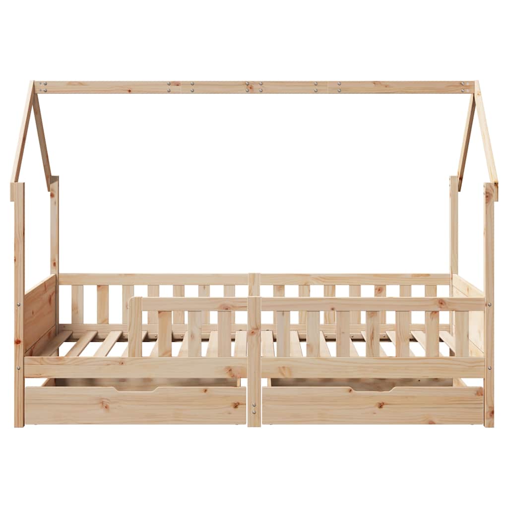 Kids Bed Frame With Drawers Without Mattress Solid Wood